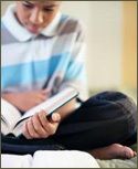 Boy reading book